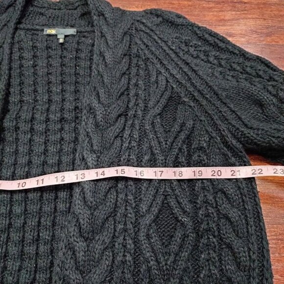 Maje made in Italy Womens Black Cable Knit Cardigan Sweater L - Picture 8 of 11